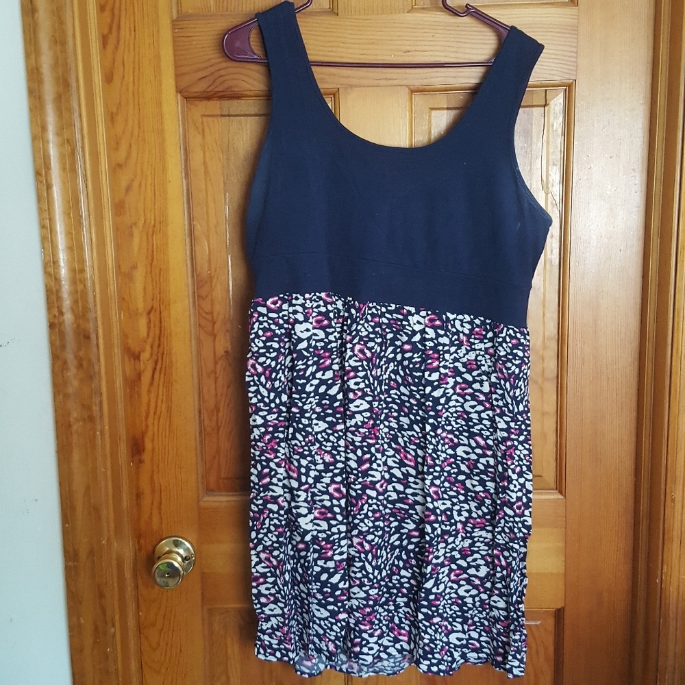 Navy blue and pink cheetah print sundress